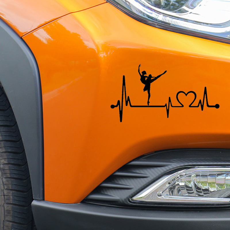 19cm*10.2cm Ballet Ballerina Dance Heartbeat Lifeline Personality Body Car Stickers Accessories-image-690469921