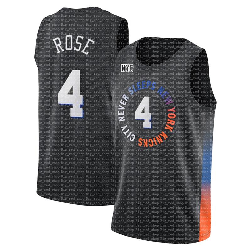 

Derrick 4 Rose Jersey New York Knicks Jersey RJ 9 Barrett Julius 30 Randle Derrick 4 Rose Basketball 2021 New Black, Black;red