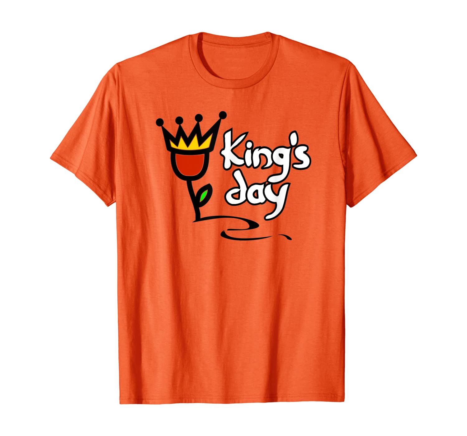 

Netherland King's Day T-Shirt I Orange Tulip Crown Holiday, White;black
