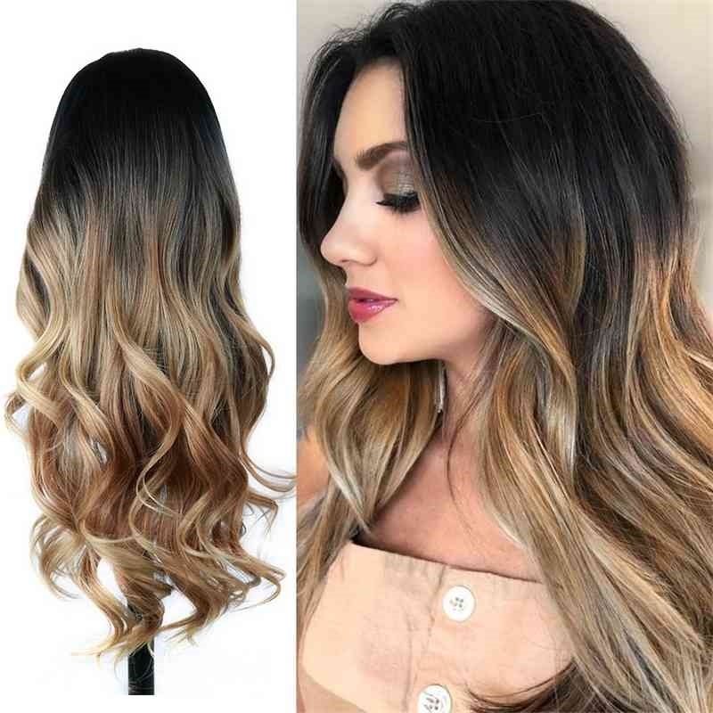 

wig Yunkai chemical fiber women's medium dark brown long curly hair gradient dyeing, Wl9313-r2/27/30#