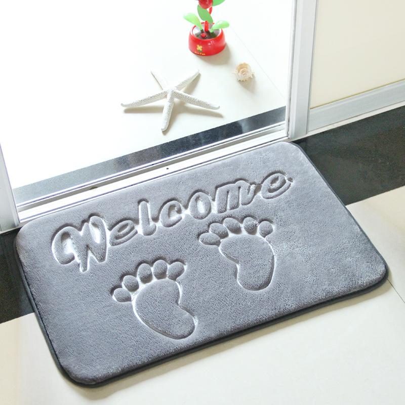 

Carpets Footprints Embossed Doormat For Entrance Door Soft Anti Slip Floormat Bath Shower Room Rug Absorbent Kitchen Bedroom Mat Carpet