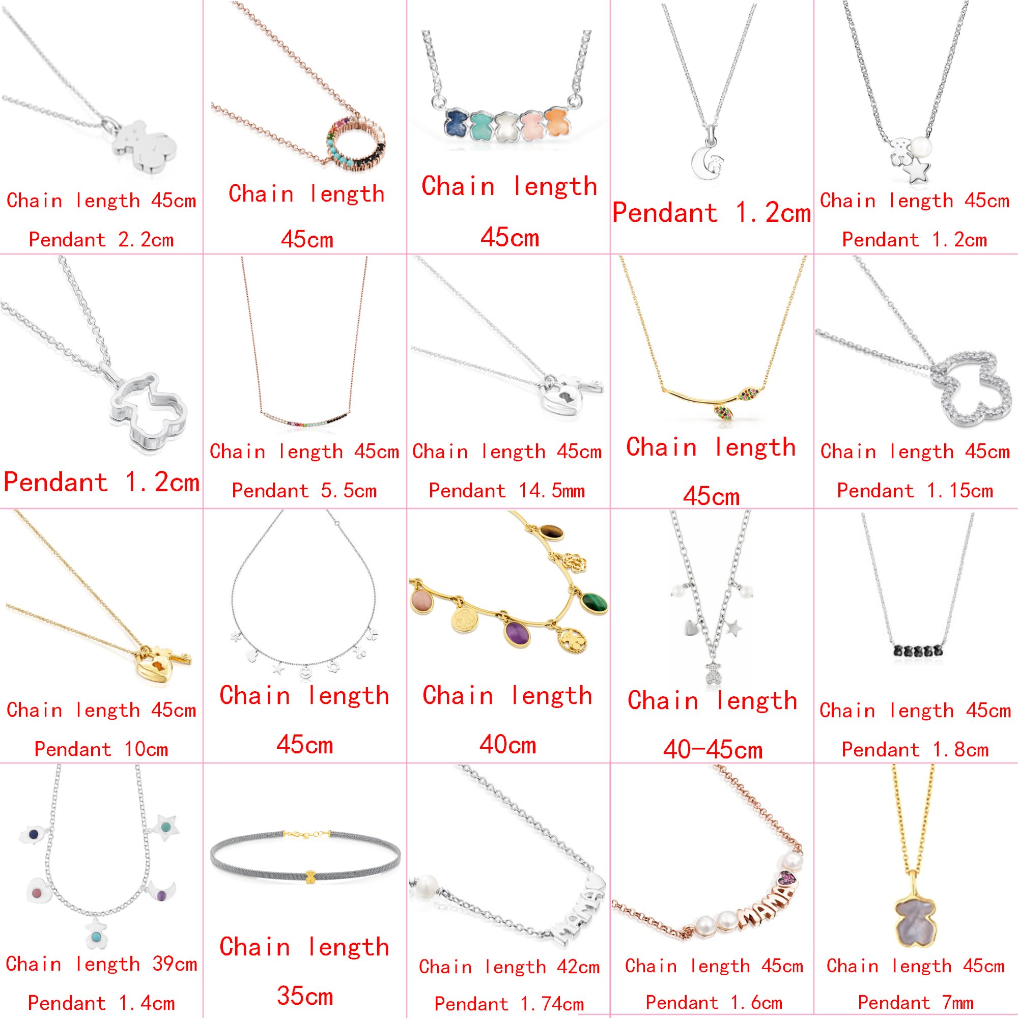 

2021 new style 100% 925 sterling silver fashion classic Diy bear simple ladies fashion necklace wholesale factory direct sales