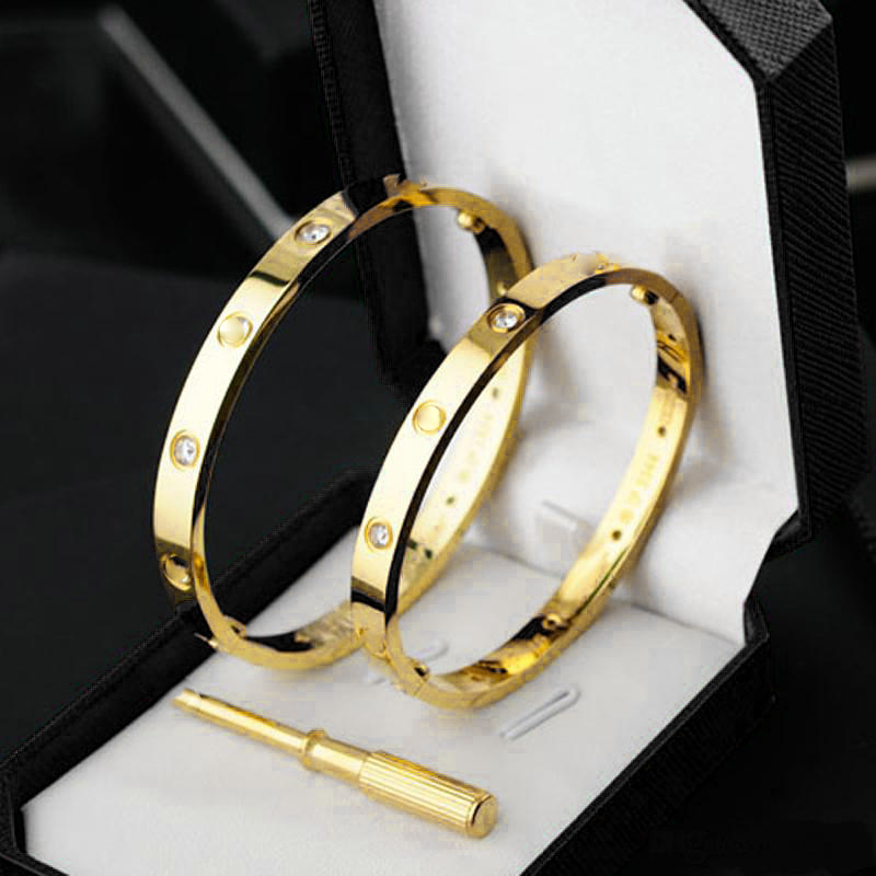 

15-21cm TiTitanium Bangles Bracelets For Lover Fashion Wristband Wedding Bangle Rose Gold Thanksgiving Day Bracelet no box, Golden;silver