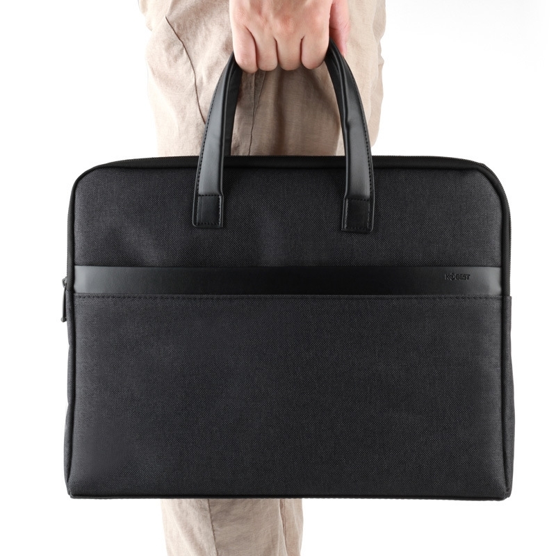 

F6847 large capacity A4 business men's zipper briefcase portable office computer case meeting document bag, Black