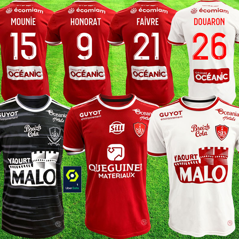 

Brest Stade 29 Red SOCCER JERSEYS Black HONORAT FAIVRE DIALLO Charbonnier LASNE 2021 2022 MAILLOT DE FOOT FAUSSURIER GRANDSIR BRESTOIS FOOTBALL SHIRT White tops, Ivory