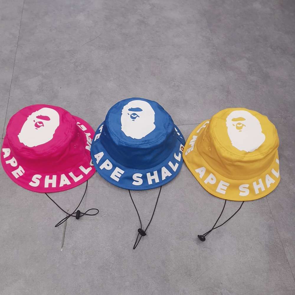 

caps Japanese and Korean children's boy's basin girl's ape head letter printed cartoon sun hat, Yellow