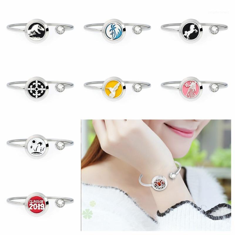 

Fairy Essential Oil 20mm Diffuser Locket Bangle 316 L Stainless Steel Bracelet Rotatable 10 Pads As Gift
