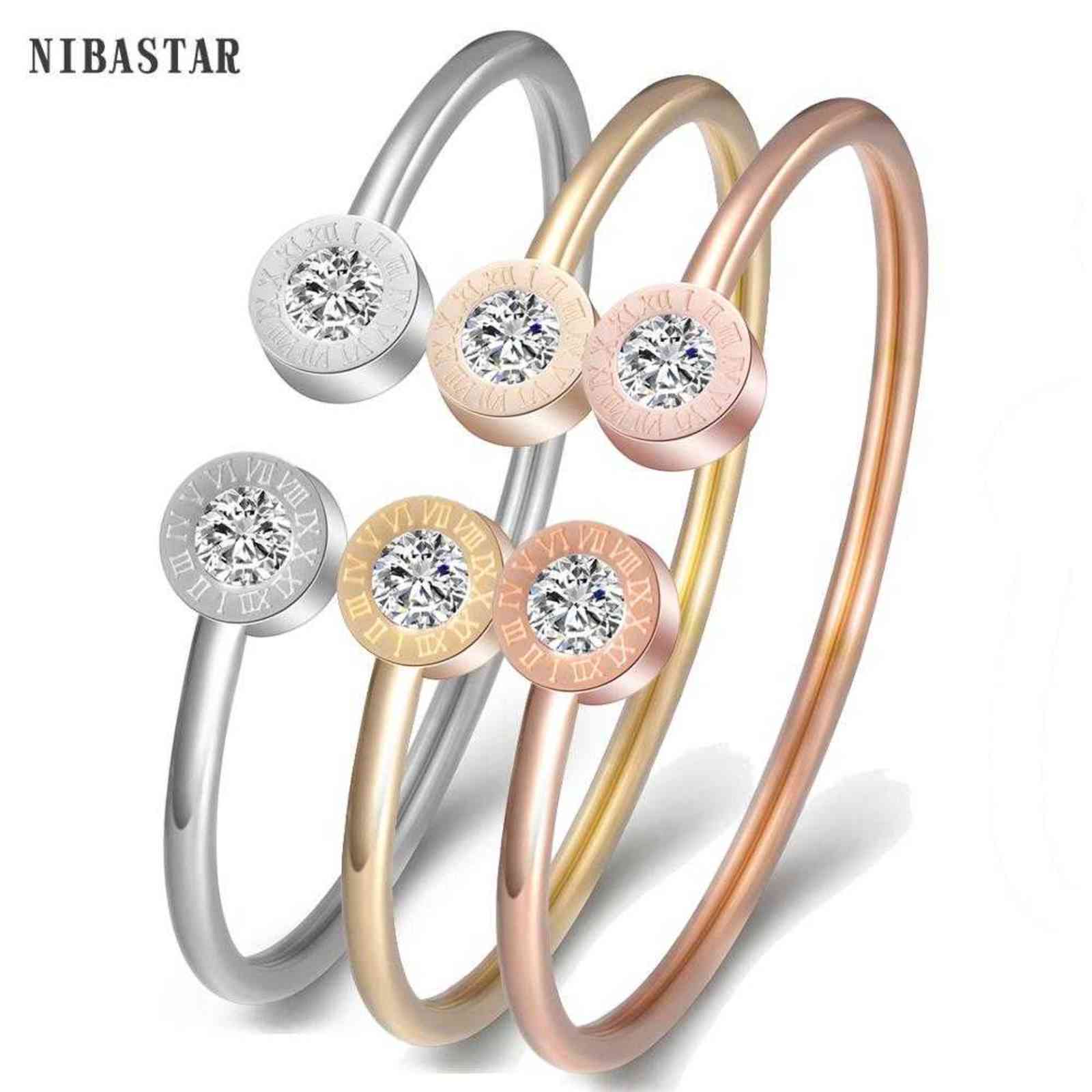 

Design Open Bracelet Women Crystal Forever Love Pulseira Titanium Steel Bangle & Bracelets for Jewelry