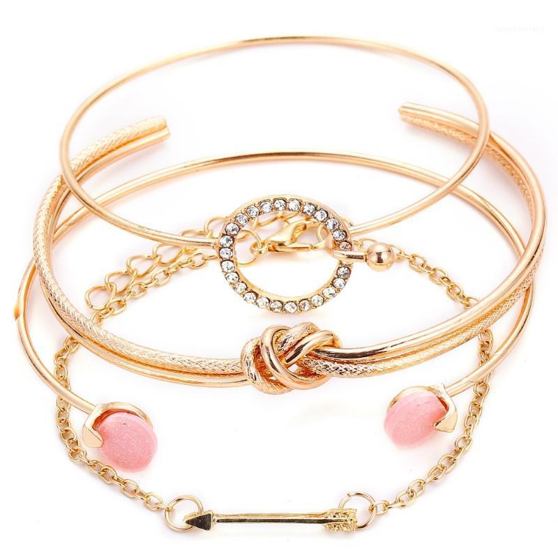 

4pcs Set Bohemia Vintage Bangle Classic Arrow Knot Round Multilayer Adjustable Open Bracele For Women Party Wedding Jewelry