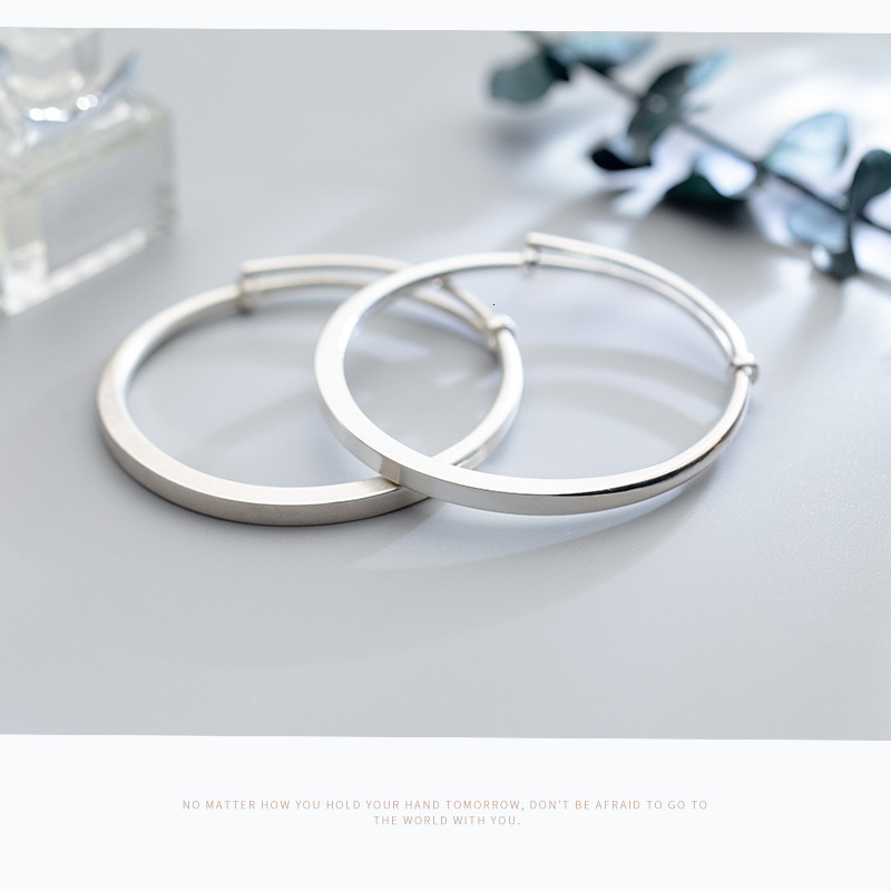 

women's s990 full silver bracelet japanese and korean style simple round opening adjustable bracelet trend english bracelet s2420, Black