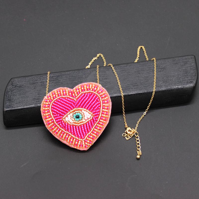 

Bohemian Rhinestone Rice Beads Heart Eye Necklace Fashion Personality Wild Fashionable Temperament 903 Chokers, Golden;silver