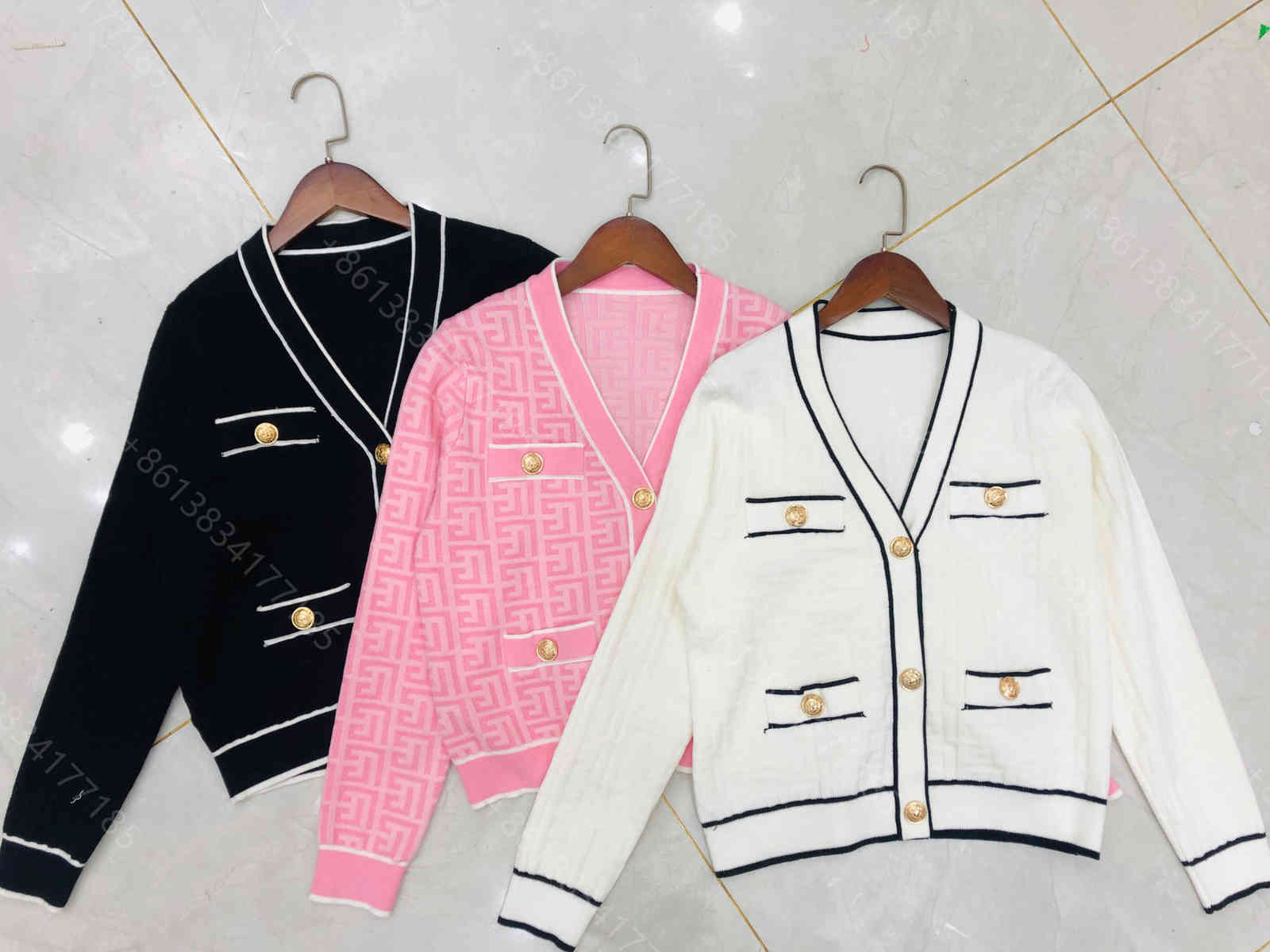 

21ss Designer clothes wool sweater coat women logo Balm / ain brand autumn and winter knitted cardigan jacket long sleeve girls tops super e, White;black