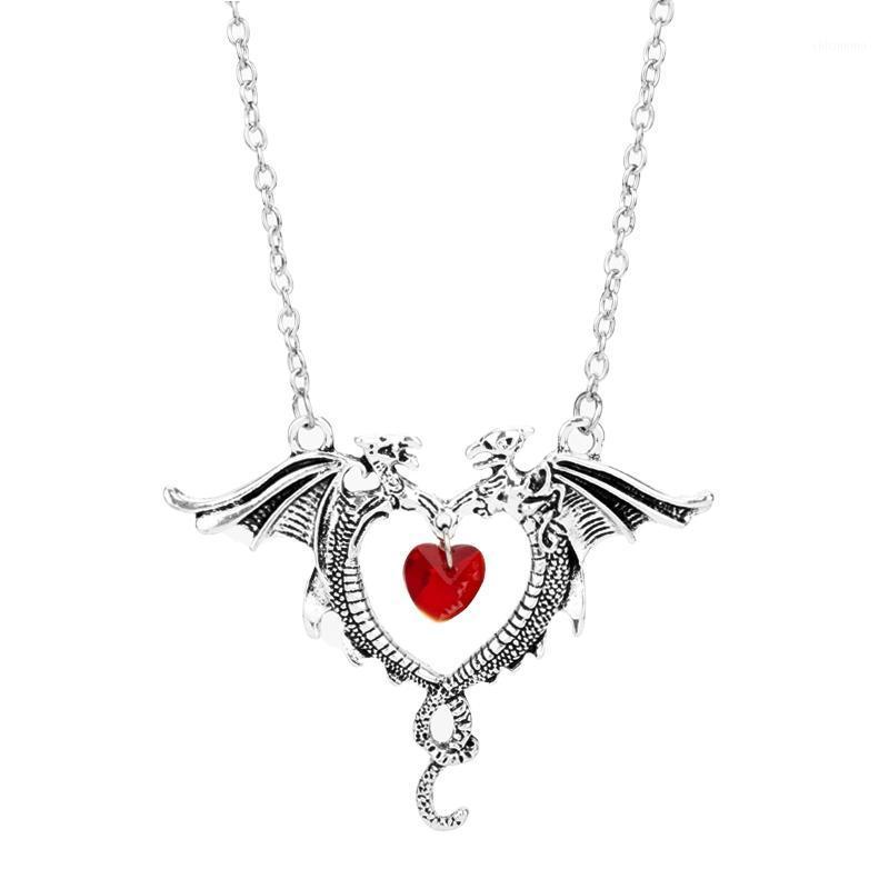 

Vintage Dragon Heart Sweater Chain Necklace Women's Fashion Jewelry Choker Female Pendant Chains