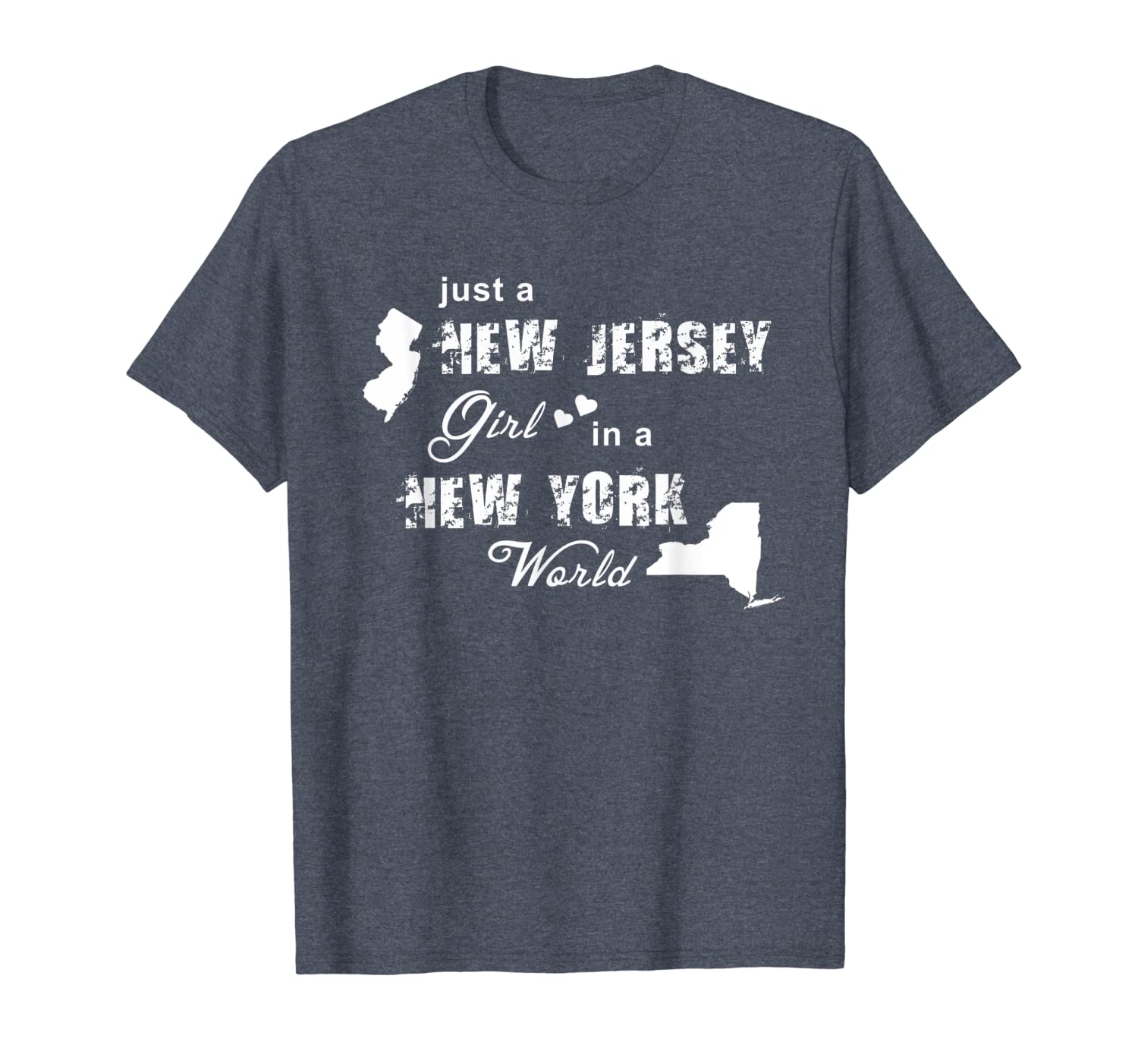 

just a new jersey girl in a new york world t shirt printing, White;black