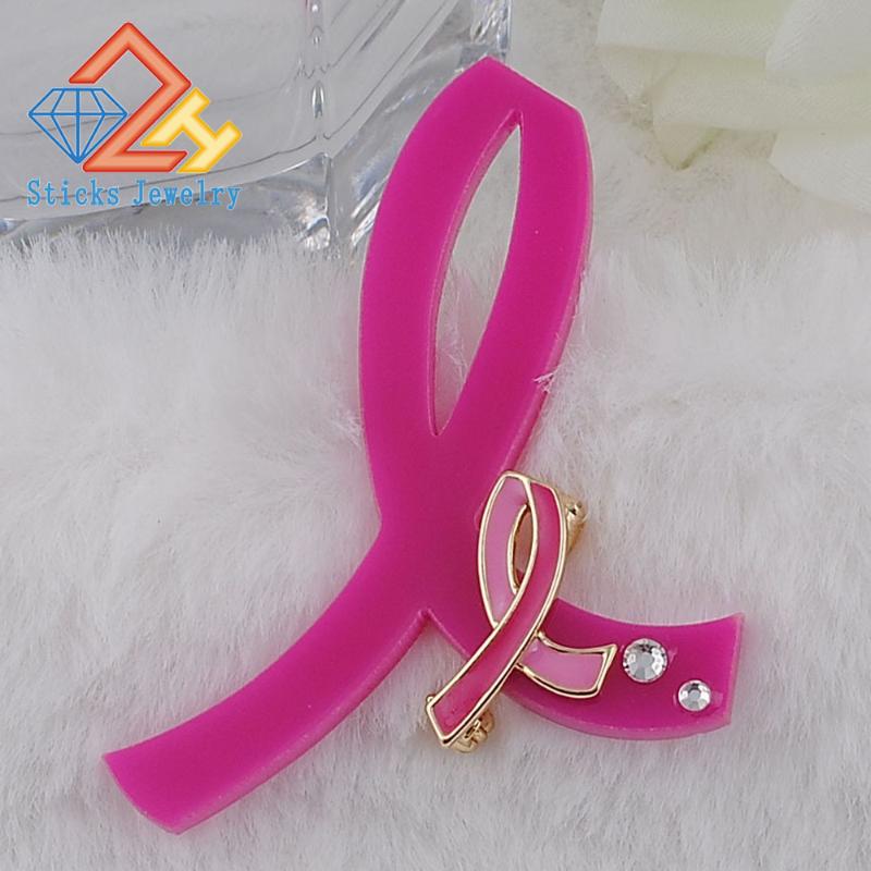 

Pins, Brooches Fight AIDS Acrylic And Zinc Alloy Enamel Brooch Pink Ribbon Promotional Gifts To Prevent Breast Cancer