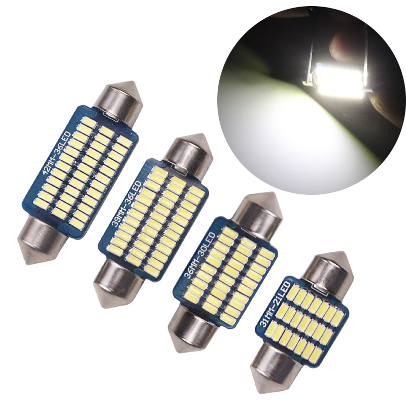 

50Pcs 3014 LED Bulbs 31MM 36MM 39MM 41MM Festoon White Car Interior Lights Canbus Error Free For Dome Reading Light 12V