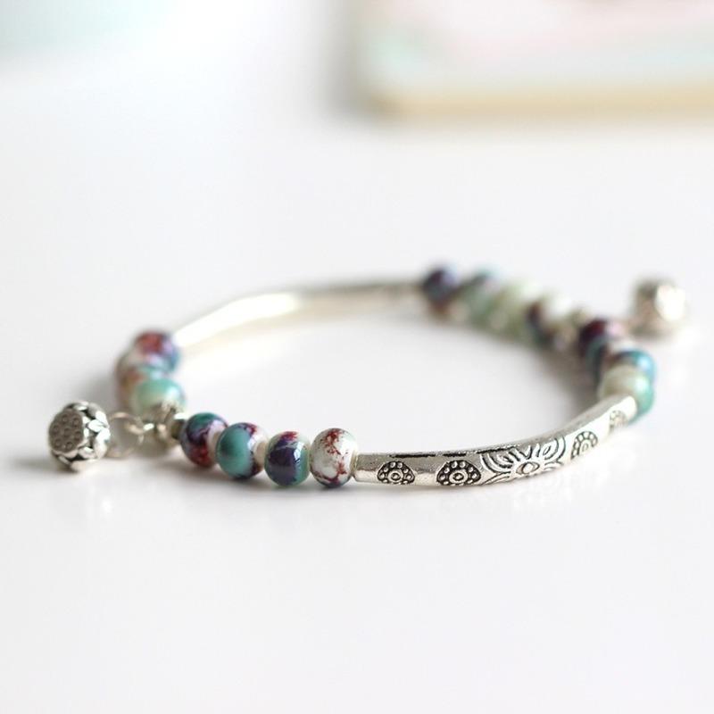 

Bangle Creative Ceramic Bracelet For Women Ethnic Style Fashion Charm Alloy Handmade Goth Boho Couple Wholesale