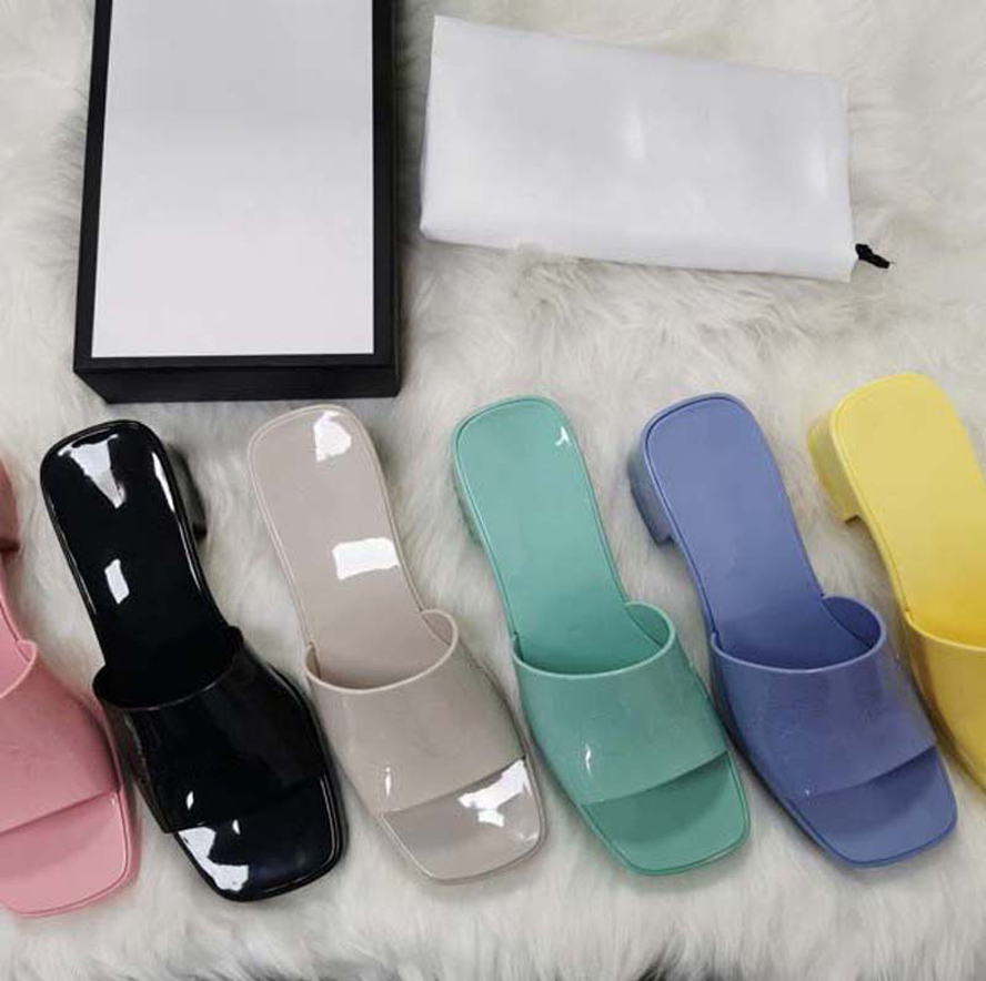 

woman slipper fashion lady Sandals Beach Thick bottom Sell Well slippers platform Alphabet Rubber High heel slides 03, Box