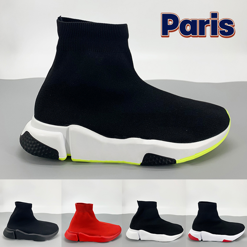 

Fashion High Paris casual sock Shoes triple black white green red Top quality Luxury women mens designer sneakers trainers US 6-12, Bubble wrap packaging