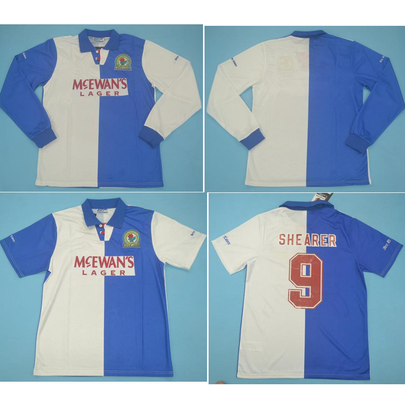 

Top 94 95 Blackburn Retro soccer jerseys 1994 1995 SHEARER football shirts HENDRY SHERWOOD jersey NEWELL WILCOX maillot de foot, Blackburn9495home