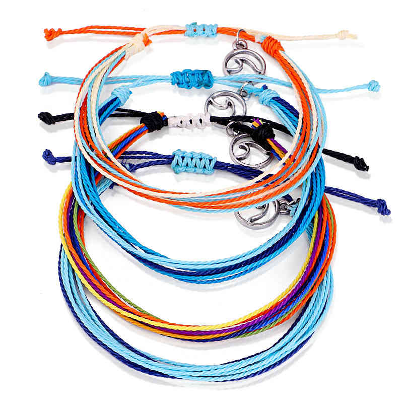 

hotsale adjustable custom 100% Waterproof woven bohemia Pura Vida bracelet