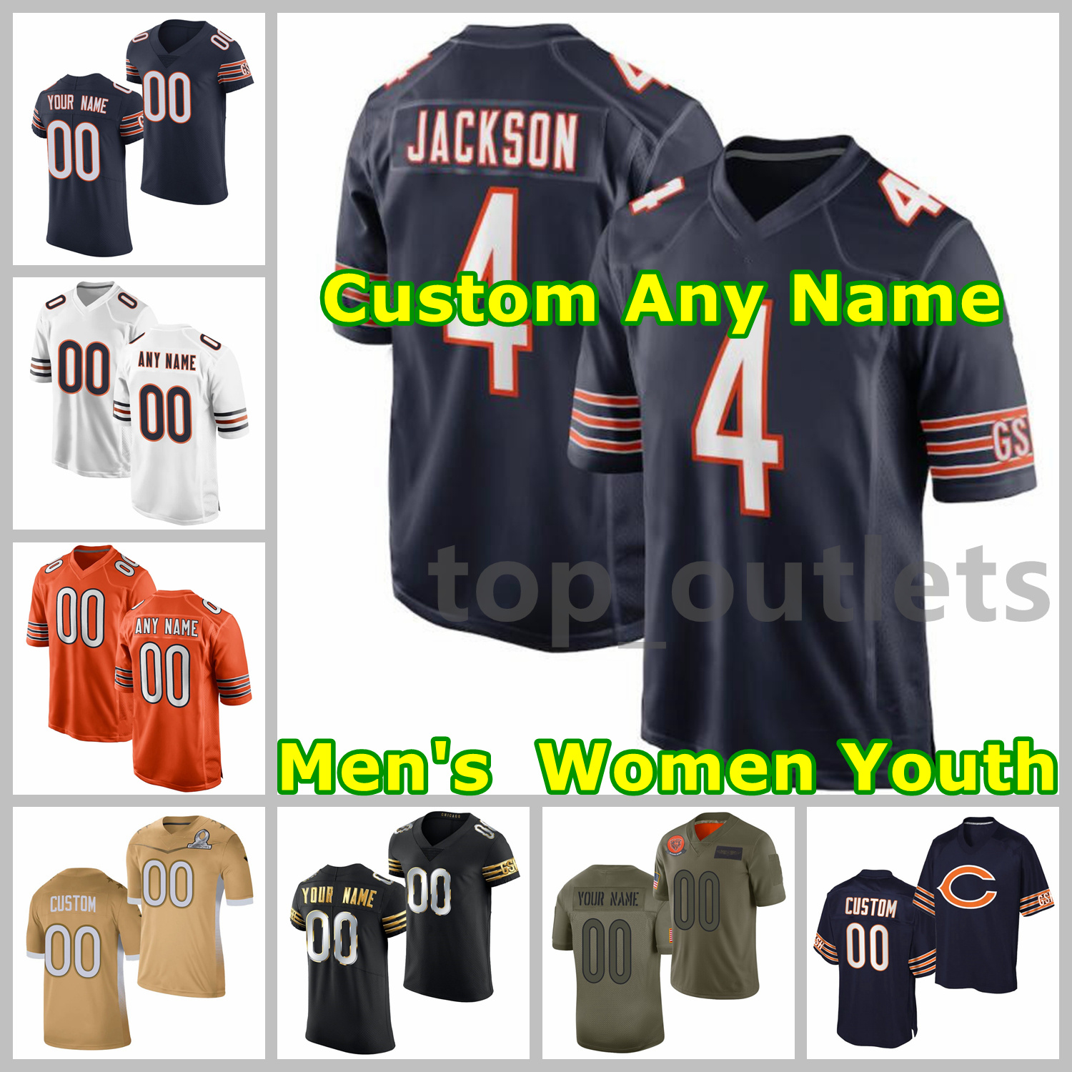 

2021 Bears American Football Jerseys Eddie 4 Jackson Jersey Khalil 52 Mack Justin 1 Fields Akiem 96 Hicks Brian 54 Urlacher Walter 34 Payton, Black;red