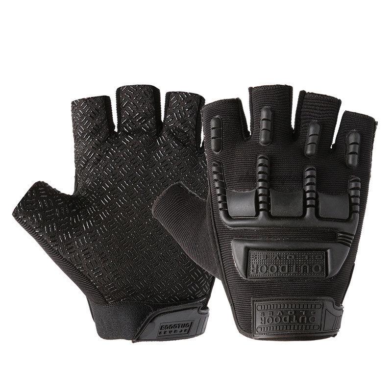 

Sports Gloves Military Hunting Non-slip Tactical Half Finger Hiking Camping Men Women Durable Climbing Shooting Combat Glove, Black