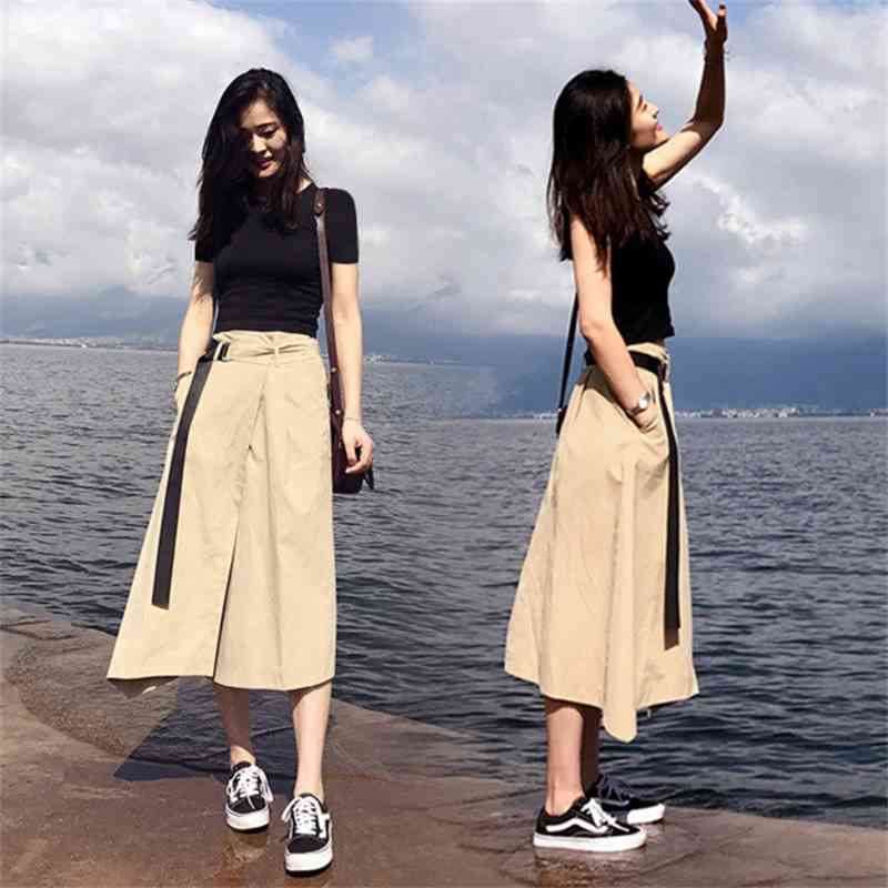 

Women Summer Cotton Wrap Skirt High Waist Self Lace-up Elegant One Step Walk Office Ladies Pencil Skirt Plus Size 210608, Photo color
