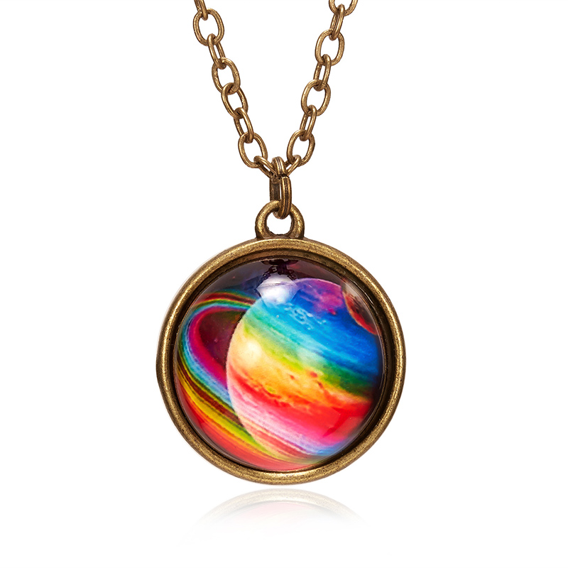 

Fashion Universe Star Double-Sided Retro Pendant Necklace Galaxy Nebula Creative Design for Women Men High Quality Jewelry Gift