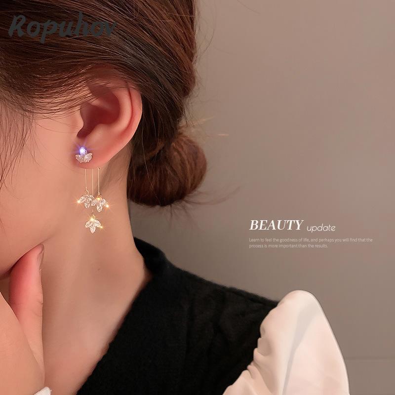 

Dangle & Chandelier Ropuhov 2021 S925 Silvery Needle Woman Korean Zircon Tassel Are Super Fairy With Few Earrings, Silver