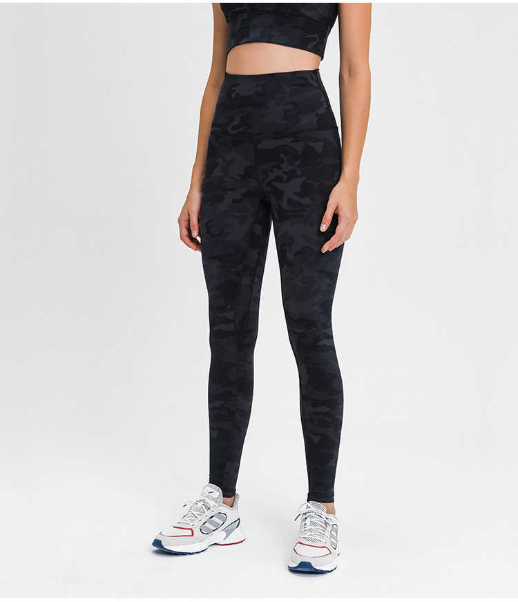 

Spandex Women yoga Full pants L-112 High Waist Sports Gym Wear Leggings Elastic Fitness Lady Overall Long Tights Workout Naked Trousers, Black camo