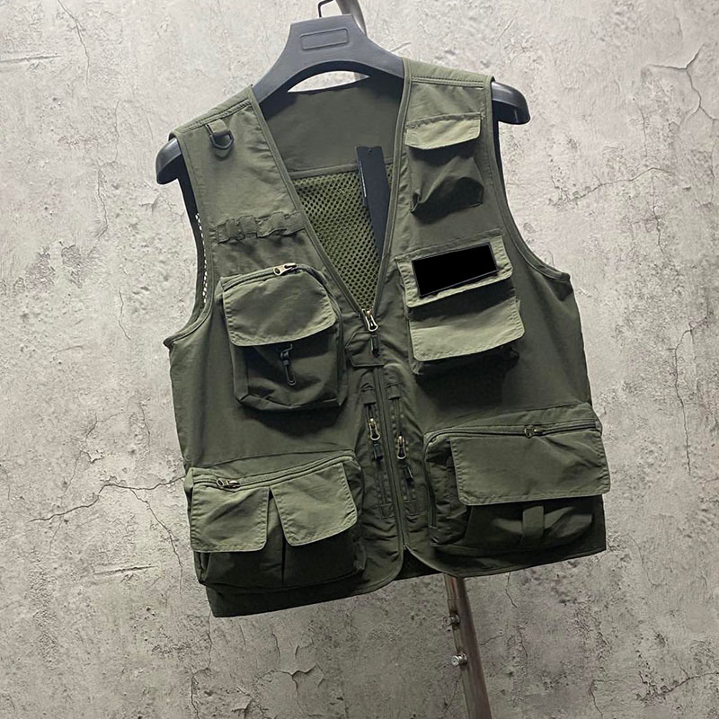 

Men's Vests Mens Quick Dry Breathable Multi Pocket Mesh Vest Sleeveless Jackets Man Tactical Outwear Windreaker Waistcoats Stone patter, Black;white