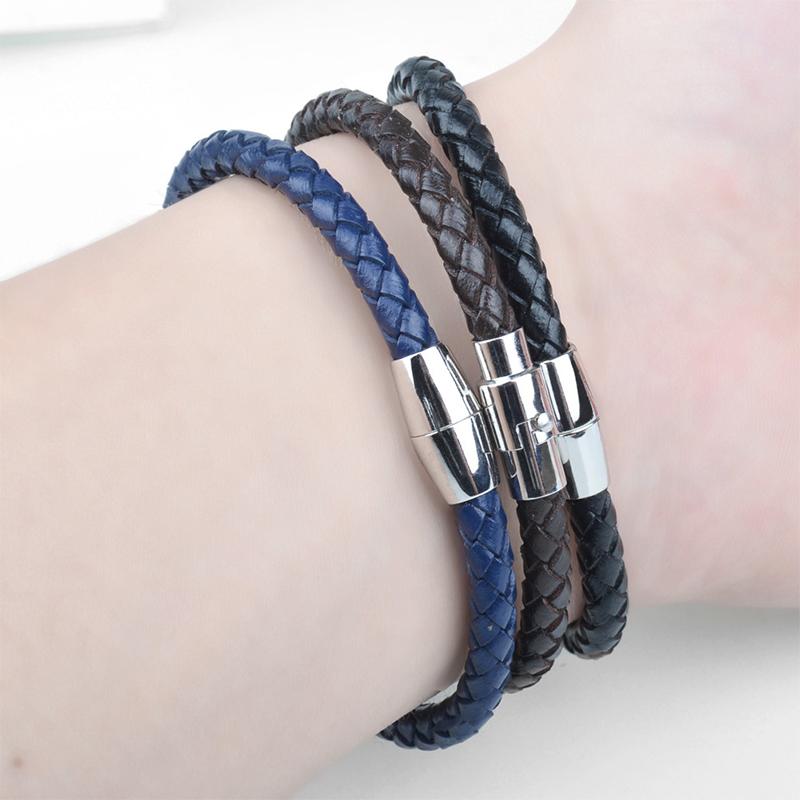 

Link, Chain PU Leather Braided Bracelet With Magnetic Clasps Classic Simple Charm Bracelets For Women Men Birthday Gifts