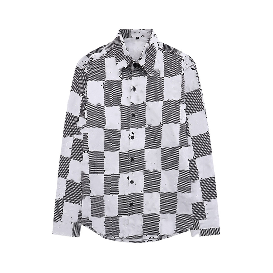 

Spring Autumn Long Sleeve Designer Bowling Shirts High Quality Men Fashion Solid Plaid Print Button Down Dress Shirt Man Casual Shirt M-3XL, Shipping fees