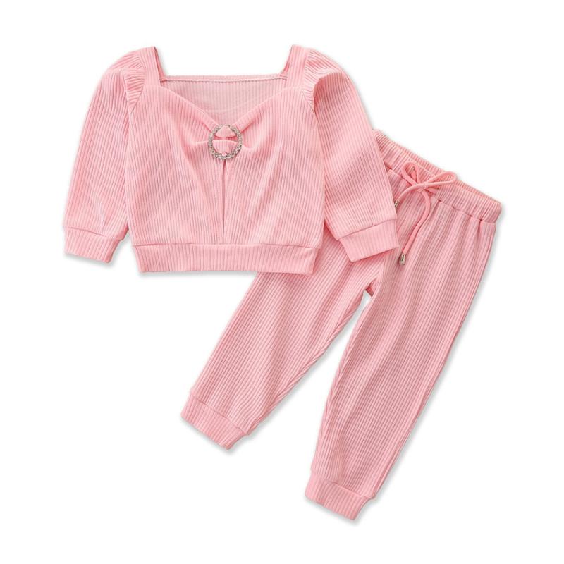 

Clothing Sets Autumn Girl Set Pink Blouse + Long Pants Suits For Kids, White