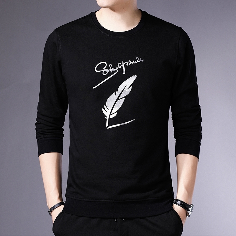 

Hengyuan detailed spring and t-shirt long sleeve round neck thin loose casual Korean fashion sweater men's autumn jacket, Figure 1