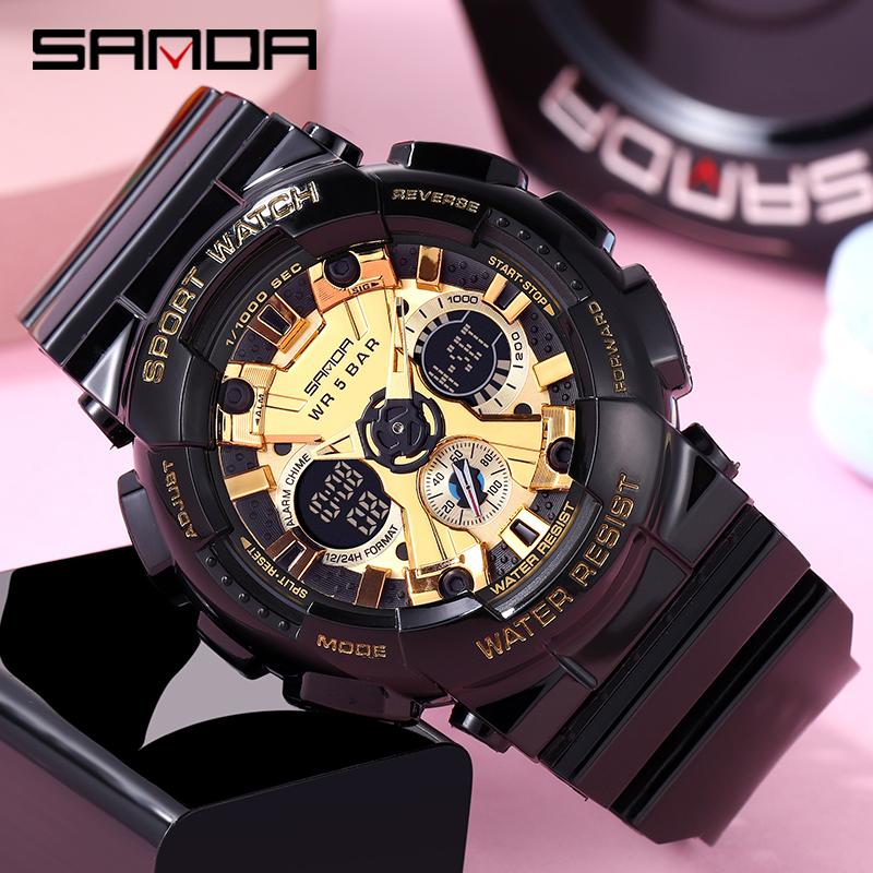 

Wristwatches SANDA Brand Fashion Lovers Men Women Watches Sports Military Quartz Waterproof S Clock Relogio Masculino, Blue