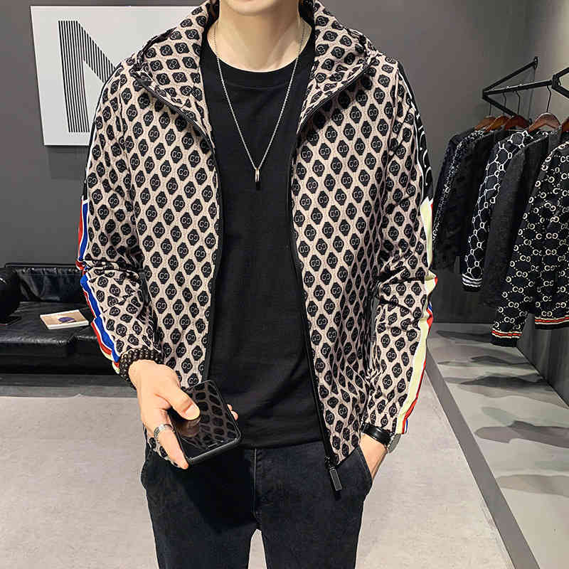 

fashion jacket 2021 men's slim hooded autumn coat cardigan top, Black;brown