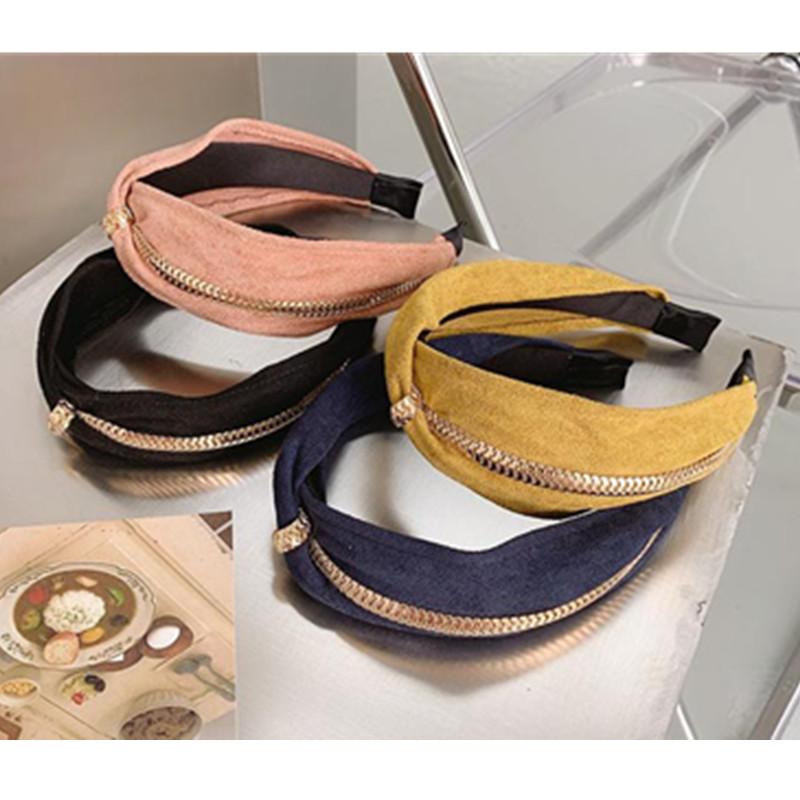 

Hair Accessories Gold Metal Chain Winding Headbands Cross For Women Solid Cotton Hairbands Adults Winter Head Band Hoop