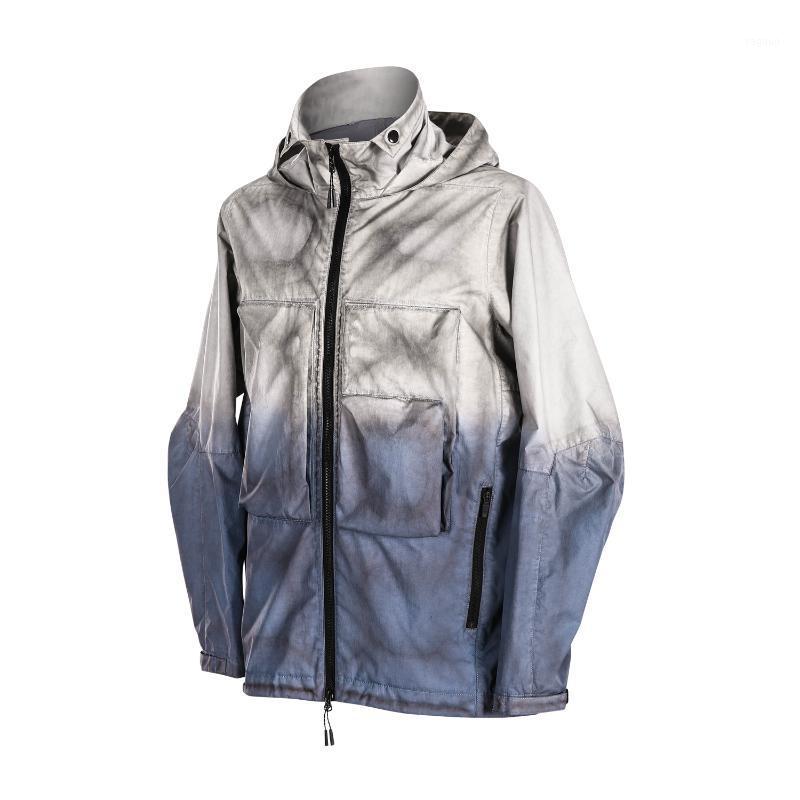 

Men' Jackets Jacket Nosucism Dip Dye Pocket Gradient Techwear Ninjawear Streetwear Japanese, Sky blue