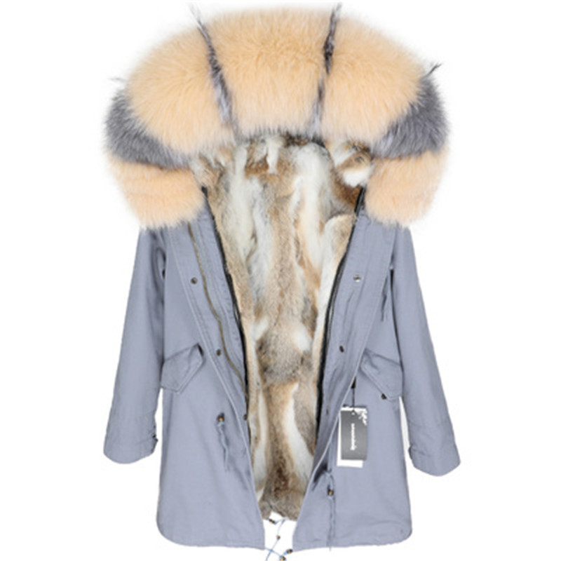 

Keep warm light orange grey raccoon fur trim ladies snow parkas maomaokong khaki white rex rabbit fur lining grey blue long jackets, Choose the model