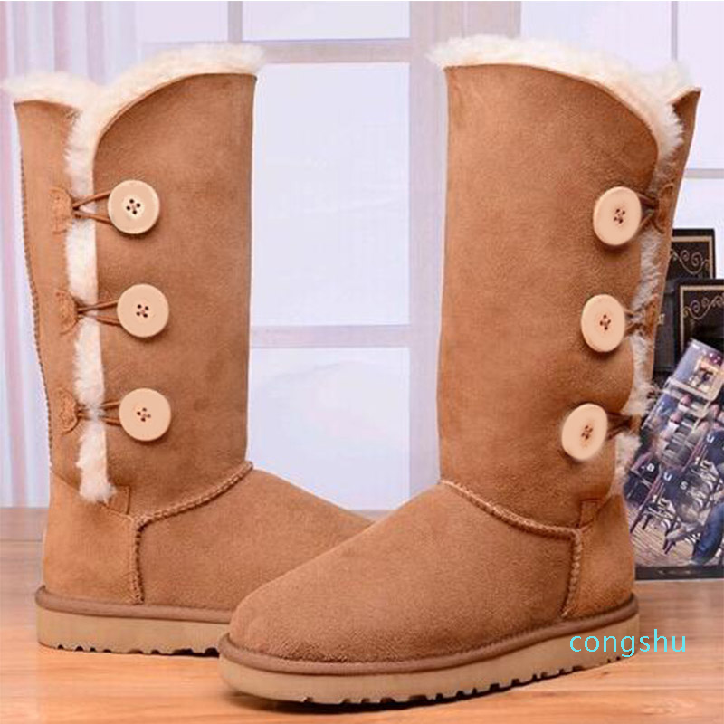 

New 2021 chestnut half Ankle Boots women girls Snow Boot womens mini bailey bow ii brooch class short w classic Winter Shoes33, With original box