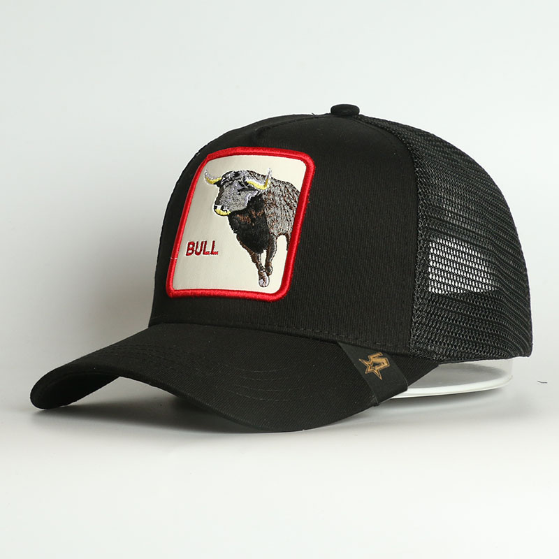 

Wholesale Customized Breathable Mesh Sports Cap Animal Logo Patch Trucker Hat, Blue;gray
