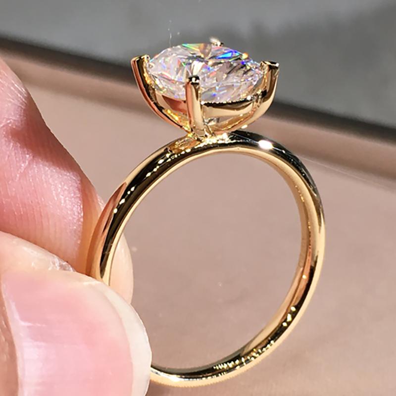 

Cluster Rings 10K Au417 Yellow Gold Women Ring Moissanite Diamonds 1 2 3 4 5 Oval Wedding Party Engagement Anniversary Trendy