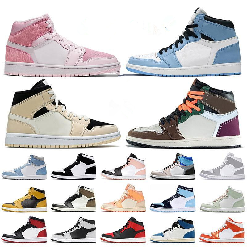 

2021 jumpman 1 shoes retro mens womens high prototype dark mocha jordon mid dutch green white shadow sneakers trainers, Black