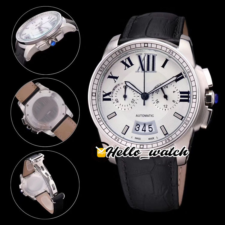 

Big Date 43mm W7100046 W7100060 W7100044 Watches White Dial Miyota VK Quartz Chronograph Mens Watch 316L Steel Case Stopwatch Leather Strap Sport Hello_Watch, C-a17 (3)