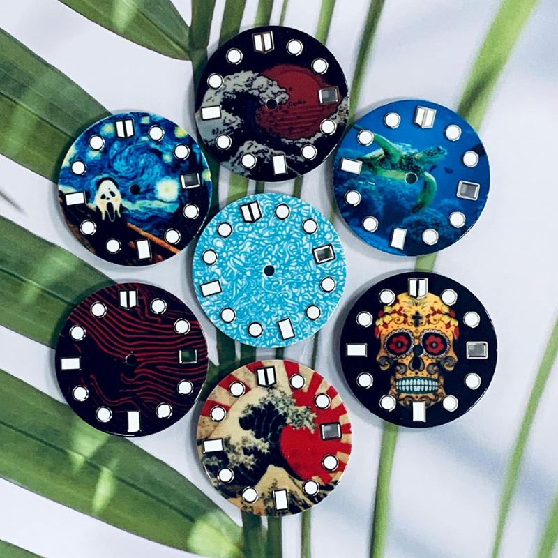 

Repair Tools & Kits Watch Enamel Literally Modified Dial 28.5mm Equipped With NH35 Automatic Movement Green Luminous Unique Design