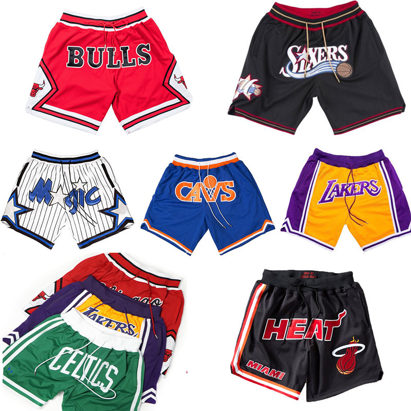 

Teams Just Don Basketball Shorts Summer Breathable Running Sports Pants Black White Outdoor Mens Women Sweatpants All Stitched With Pocket Zipper