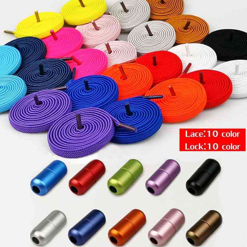 

1Pair Flat Elastic Locking Shoelace No Tie Shoelaces Special Creative Kids Adult Unisex Sneakers Shoes Laces strings 211101, White;pink