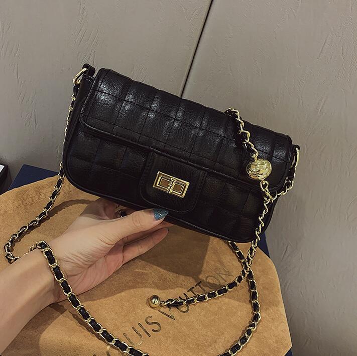 

Factory wholesale women handbag foreign leather shoulder bag street trend check womens chain bags flip checks leathers storage wallet